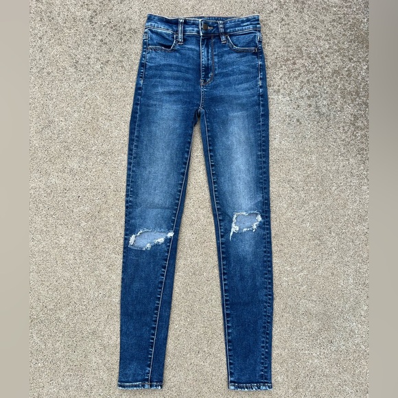 American Eagle Stretch Super Hi Rise Medium Wash Jegging Size 00 Regular - Picture 1 of 8